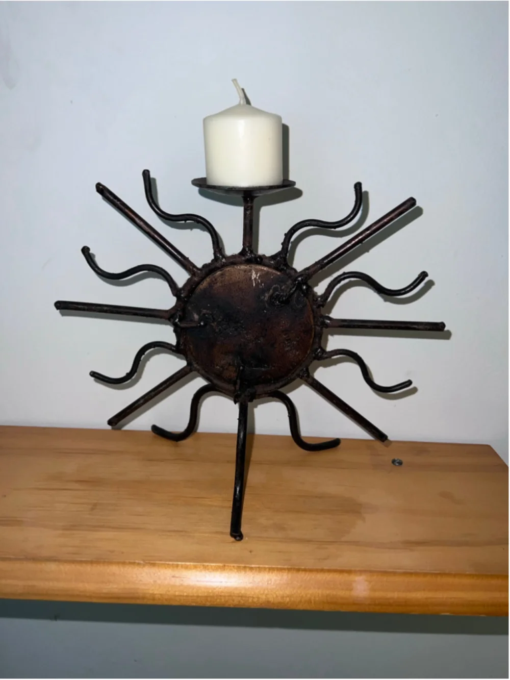 VTG 90s Celestial Moon Candle Holder One Size Brown Beige